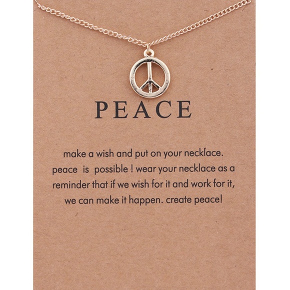 **KAMIKO* Gold Peace Sign Unique Pendant Fashion Necklace - Picture 1 of 2